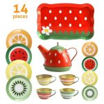 Fruit Design Metal Tea Set