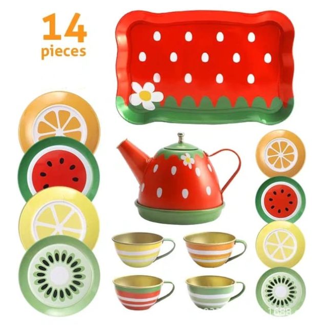 Fruit Design Metal Tea Set