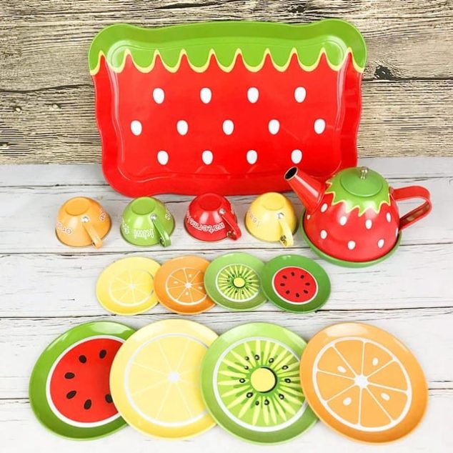 Fruit Design Metal Tea Set