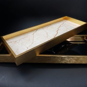 Wooden Marble Trays With Metal Edging