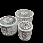 Metal Cannisters with Glass Lids