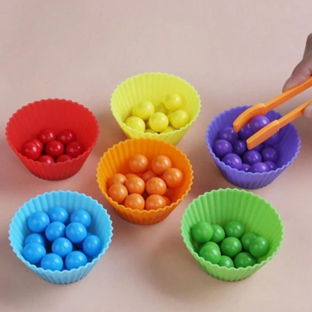 Wooden Clock & Cognitive Bead Matching Game